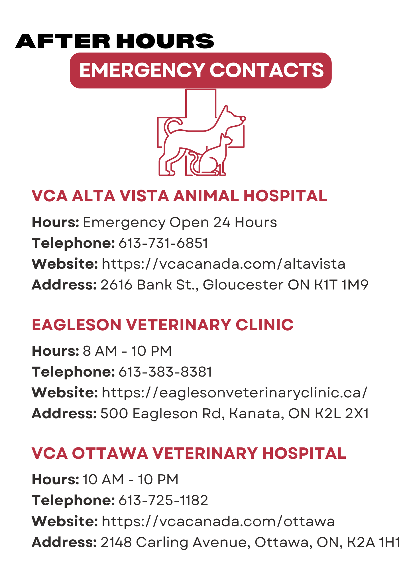 Contact, Location & Hours - Arnprior Animal Hospital